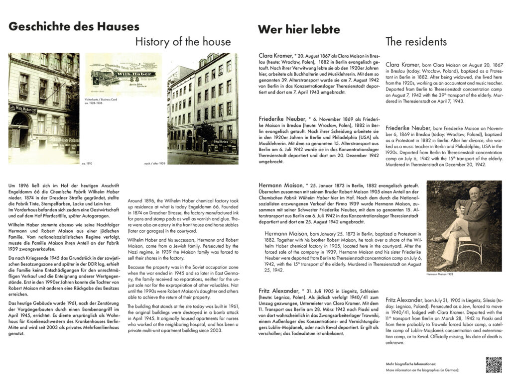 Informationstafel für Stolpersteine im Engeldamm Informationstafel für Stolpersteine im Engeldamm